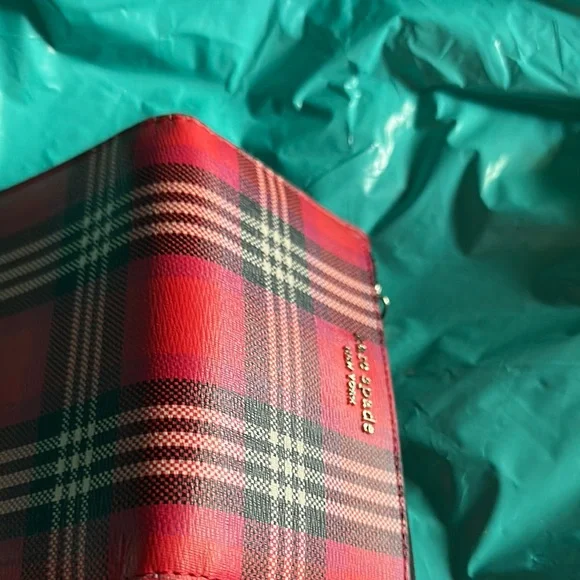 Kate Spade  Medium Red and Black Plaid Wallet - Picture 3 of 3